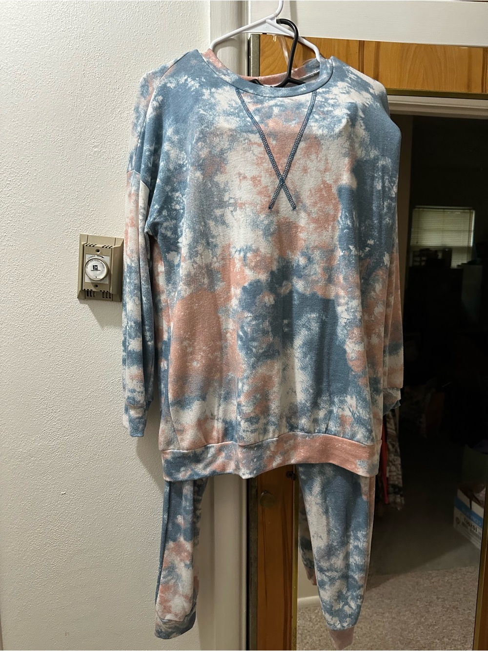 First Love Tie-Dye Sweatshirt & Jogger Set in Blue, Pink, White